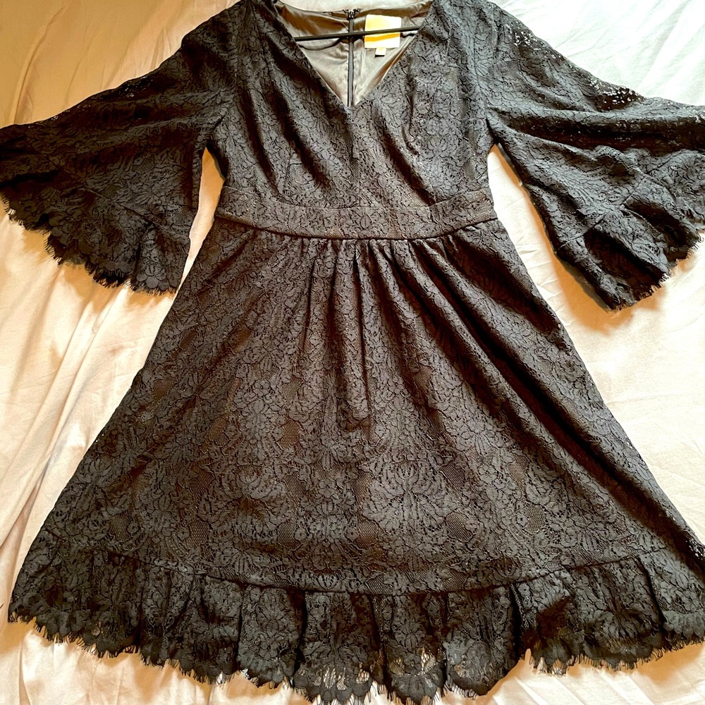 ModCloth Black Lace Bell Sleeved Dress